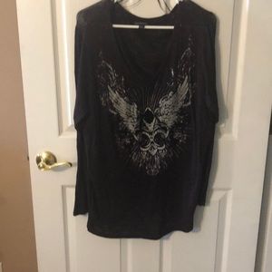 Purple/black marled light weight sweater